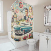 レトロ1950sキッチュイラストレーション シャワーカーテン (インサイチュ)
