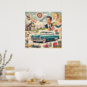 レトロ1950sキッチュイラストレーション ポスター (キッチン)