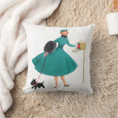 レトロ1950sクリスマスガール&ドッグ クッション (ブランケット)