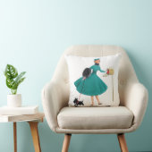 レトロ1950sクリスマスガール&ドッグ クッション (椅子)