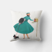 レトロ1950sクリスマスガール&ドッグ クッション (裏面)