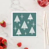 レトロ1950sクリスマスツリーティール(緑がかった色)緑 スタンダードカクテルナプキン (インサイチュ)