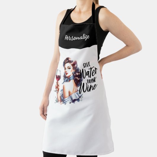 レトロ1950sグラムガールおもしろい皮肉引用文 エプロン (インサイチュ)