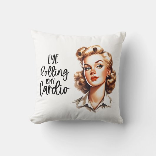 レトロ1950sグラムガールおもしろい皮肉引用文 クッション (正面)