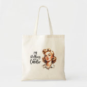 レトロ1950sグラムガールおもしろい皮肉引用文 トートバッグ (正面)