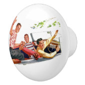 レトロ1950sコンバーチブルカーの男性 セラミックノブ (右)