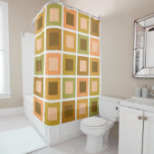 レトロ1950sタイルパターン燃えたオレンジ シャワーカーテン (インサイチュ)