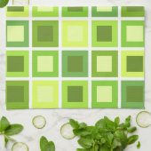 レトロ1950sタイル模様チャートルーズグリーン キッチンタオル (折り畳み)