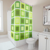レトロ1950sタイル模様チャートルーズグリーン シャワーカーテン (インサイチュ)
