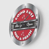 レトロ1950sダイナーウォールクロック – 赤 ラージ壁時計 (傾斜)