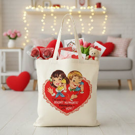 レトロ1950sボーイガールヴィンテージバレンタインデー トートバッグ