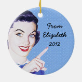 レトロ1950sポインティングウーマン セラミックオーナメント (裏面)