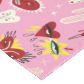 レトロ1950sポップ・アートのアートパターンキッチキッチン テーブルクロス (アングル)