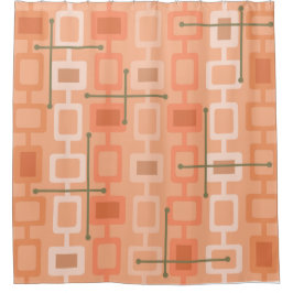 レトロ1950s幾何学模様(オレンジ) シャワーカーテン