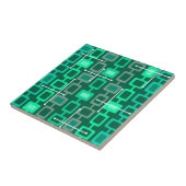 レトロ1950s幾何学的パターンターコイズ タイル (側面)