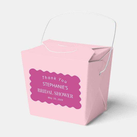 レトロ1950s波状エッジマゼンタおよびピンクブライダル フェイバーボックス (正面サイド)