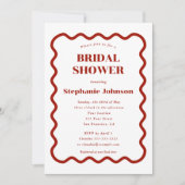 レトロ1950s波状縁ダークレッドブライダルシャワー 招待状 (正面)