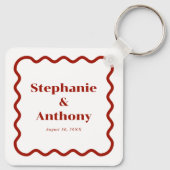 レトロ1950s波状縁ダークレッド結婚ズ キーホルダー (裏面)