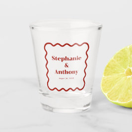 レトロ1950s波状縁ダークレッド結婚ズ ショットグラス