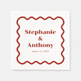 レトロ1950s波状縁ダークレッド結婚ズ スタンダードカクテルナプキン