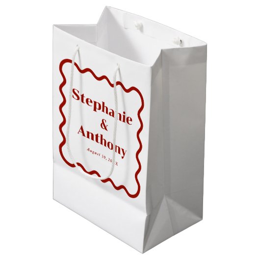 レトロ1950s波状縁ダークレッド結婚ズ ミディアムペーパーバッグ (正面アングル)