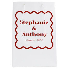 レトロ1950s波状縁ダークレッド結婚ズ ミディアムペーパーバッグ