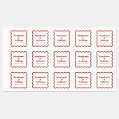 レトロ1950s波状縁ダークレッド結婚ズ ラベル (シート)