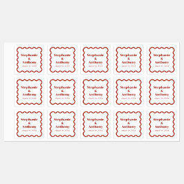 レトロ1950s波状縁ダークレッド結婚ズ ラベル