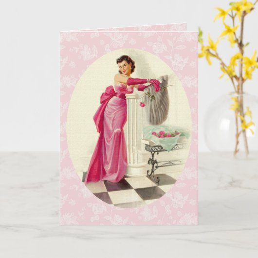 レトロ1950s誕生日 カード (黄色い花)