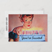 レトロ1950s誕生日V2 招待状 (正面/裏面)