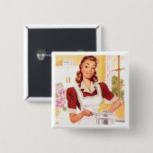 レトロ1950s調理師 缶バッジ (正面&裏面)