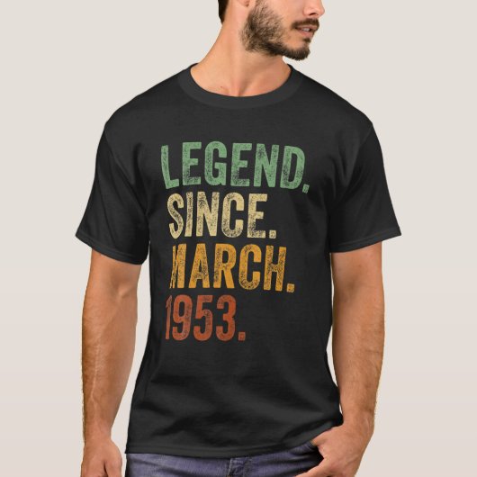 レトロ1953年誕生日1953年生まれ以来の3月の伝説 Tシャツ (正面)
