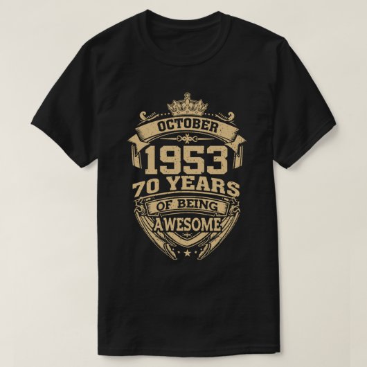 レトロ1953年10月70歳素晴らし続 Tシャツ (デザイン正面)
