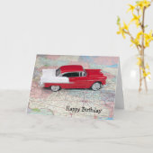 レトロ1955シェブカーオンロードマップ カード (黄色い花)