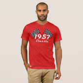 レトロ1957クラシック黒白市松旗 Tシャツ (正面フル)