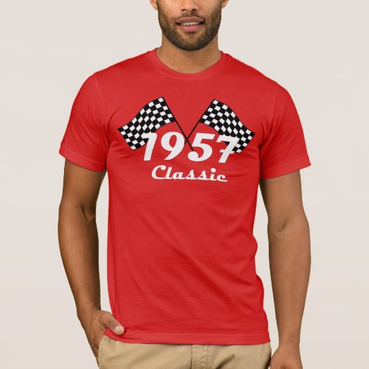 レトロ1957クラシック黒白市松旗 Tシャツ (正面)