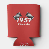 レトロ1957クラシック黒白市松模様の旗 缶クーラー (裏面)