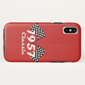 レトロ1957クラシック黒白市松模様フラグ Case-Mate iPhoneケース (裏面(横))