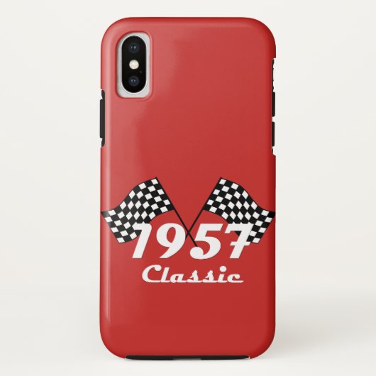 レトロ1957クラシック黒白市松模様フラグ Case-Mate iPhoneケース (裏面)