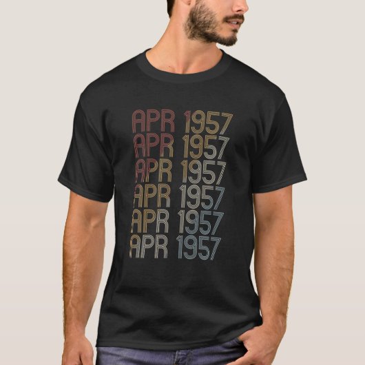 レトロ1957年4月パターンヴィンテージ1957年4月誕生日 Tシャツ (正面)
