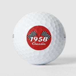 レトロ1958クラシック黒白チェックレースフラグ ゴルフボール
