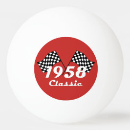 レトロ1958クラシック黒白チェックレースフラグ 卓球ボール