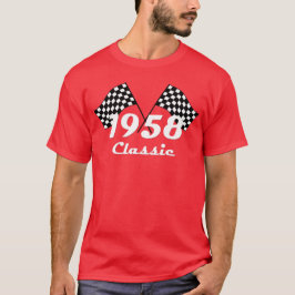 レトロ1958クラシック黒白チェックレースフラグ Tシャツ