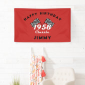 レトロ1958クラシック黒白チェックレース旗 横断幕 (インサイチュ)
