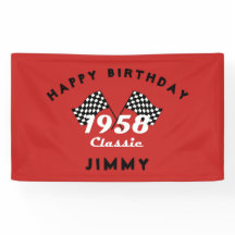 レトロ1958クラシック黒白チェックレース旗