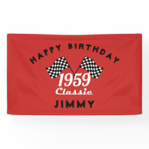 レトロ1959クラシックブラックアンドホワイトチェックされたレースフラグ