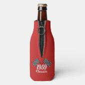 レトロ1959クラシック白黒市松模様にフラグ ボトルクーラー (ボトル裏面)