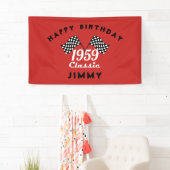 レトロ1959クラシック黒白チェックレースフラグ 横断幕 (インサイチュ)
