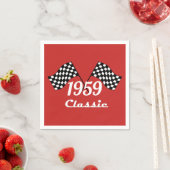 レトロ1959クラシック黒白市松模様の旗 スタンダードカクテルナプキン (インサイチュ)
