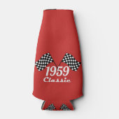 レトロ1959クラシック黒白市松模様の旗 ボトルクーラー (正面)